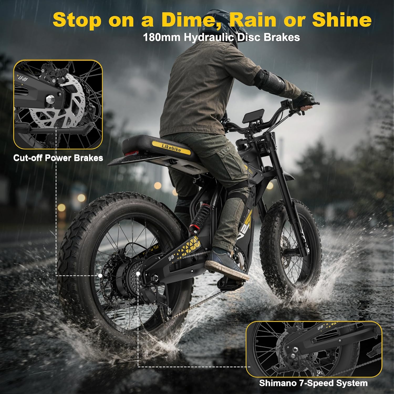 20" Fat Tire Electric Dirt Bike for Adults – 2000W/3000W Motor, Full Suspension, 7-Speed Gears