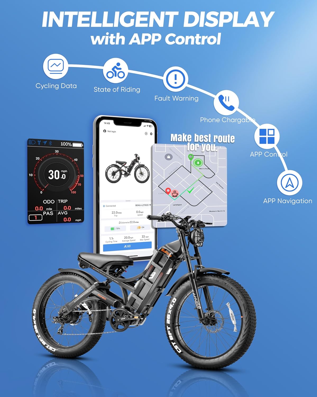 6000W Dual Motor Electric Mountain Bike for Adults – 26" Fat Tire E-Bike, 52 MPH Top Speed, Up to 300 Miles Range, Full Suspension