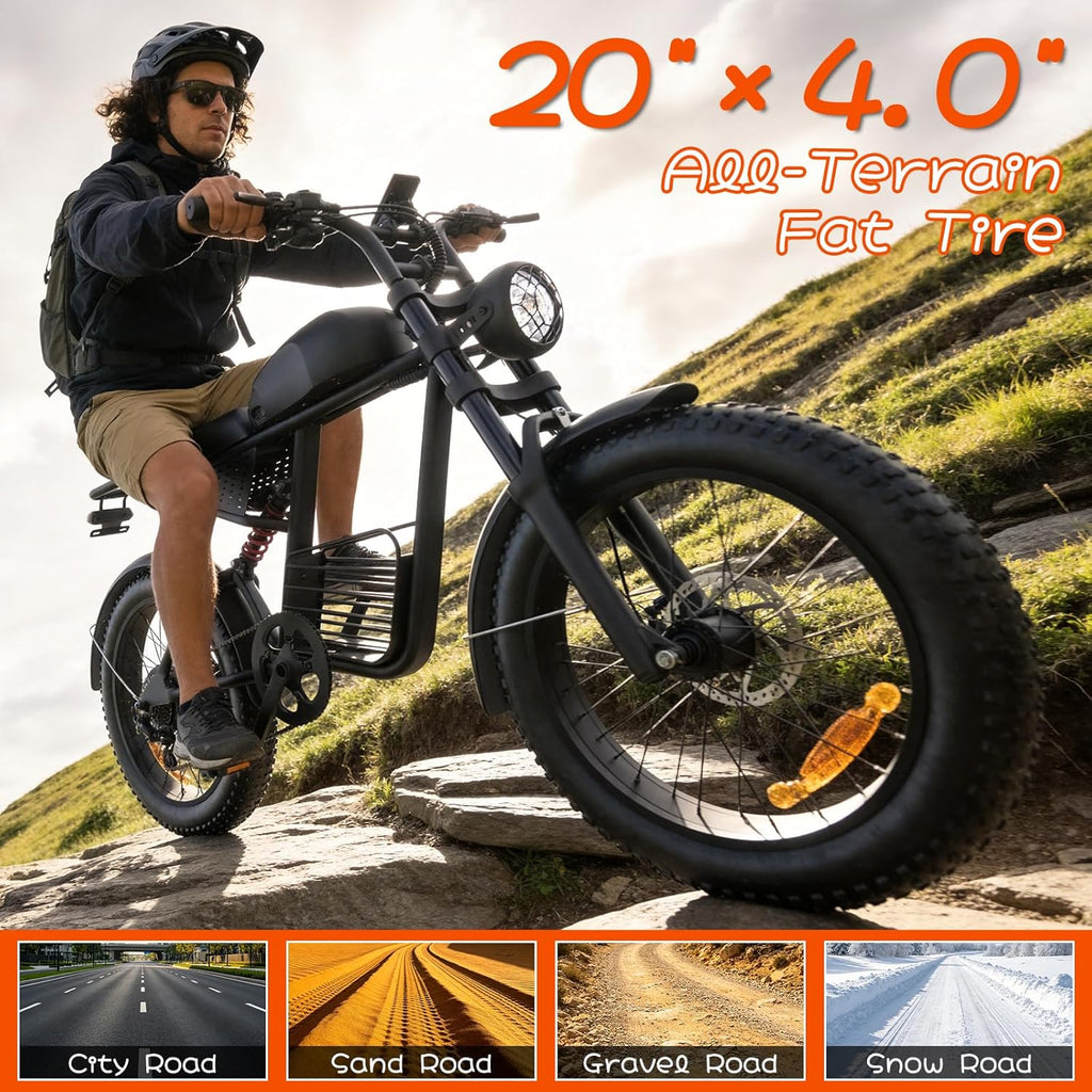 20" Fat Tire Electric Bike for Adults – Dual Motor All-Terrain E-Bike with Hydraulic Disc Brakes & 7-Speed Gears
