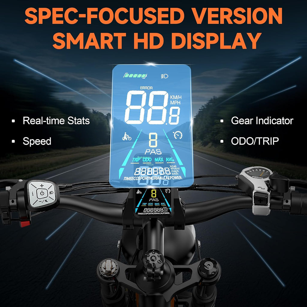 26" Fat Tire Electric Bike for Adults with 3000W/5000W Peak Dual Motor, Full Suspension, Up to 35 MPH & 80–100 Miles Range