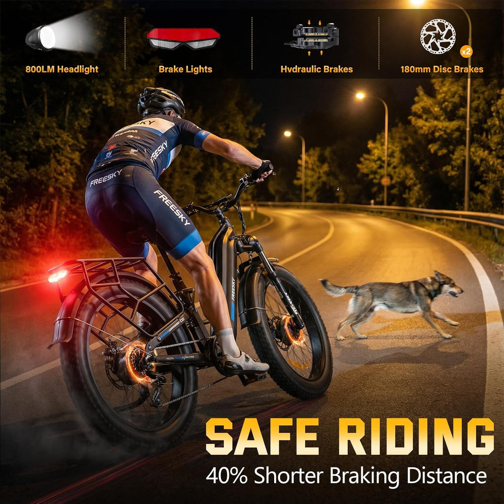 Dual Motor Electric Mountain Bike for Adults, 3500W Peak Power, Full Suspension, 26" Fat Tire Long-Range E-Bike