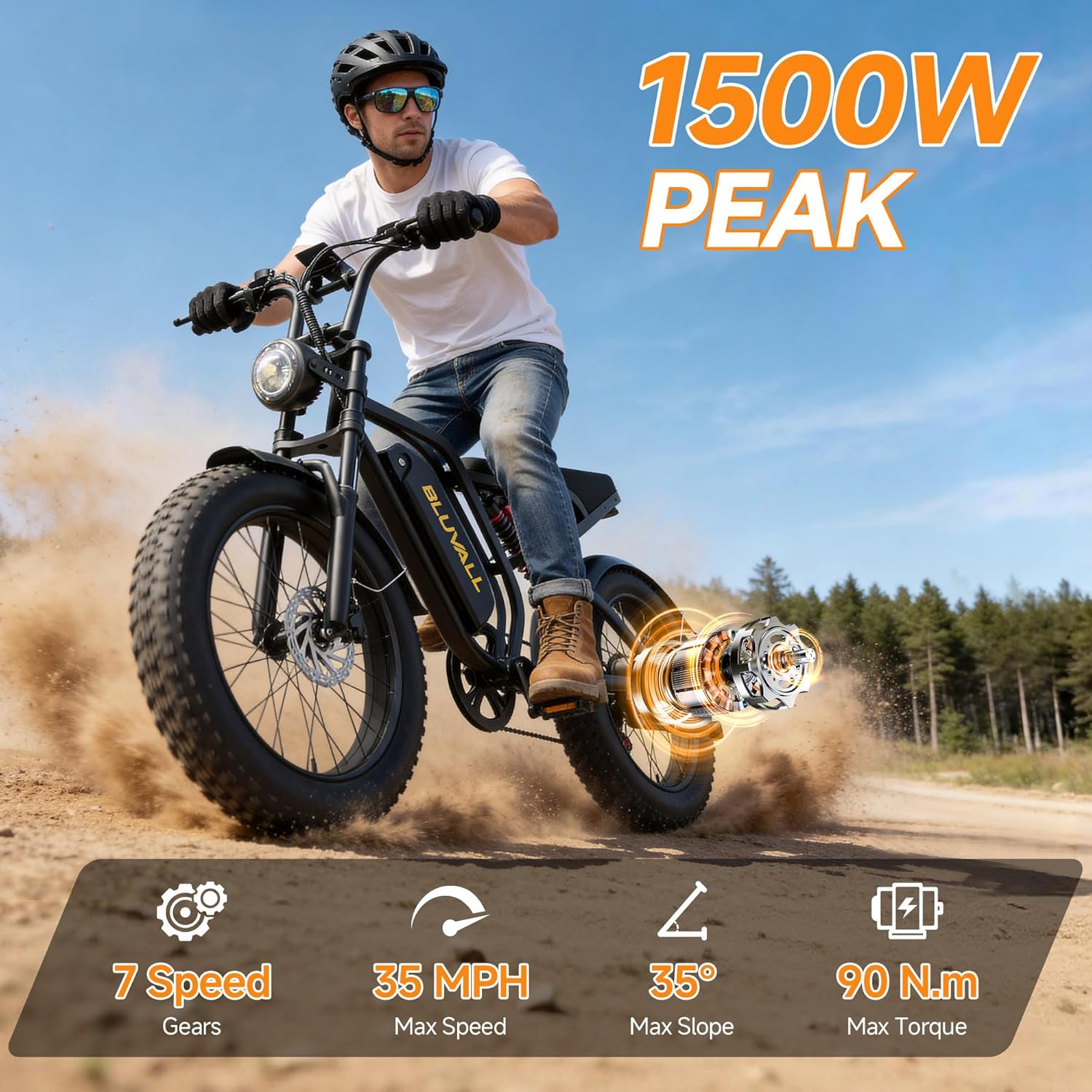 Electric Fat Tire Bike for Adults, Full Suspension All-Terrain E-Bike, 20-Inch Wheels, Hydraulic Brakes, Multi-Speed Drivetrain