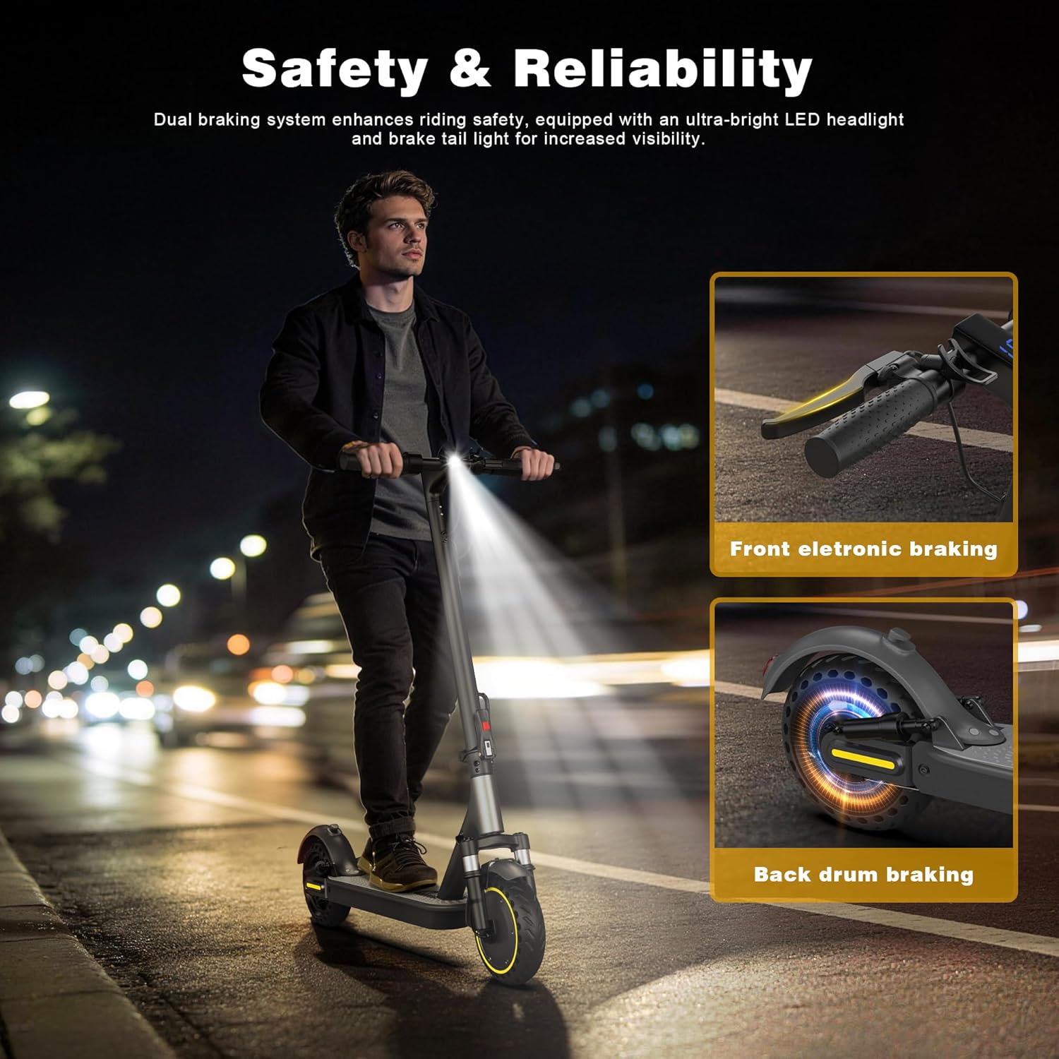 Electric Scooter for Adults，Top Speed 19/22 MPH，Range 19/22/28 Miles，8.5”/10" Tires