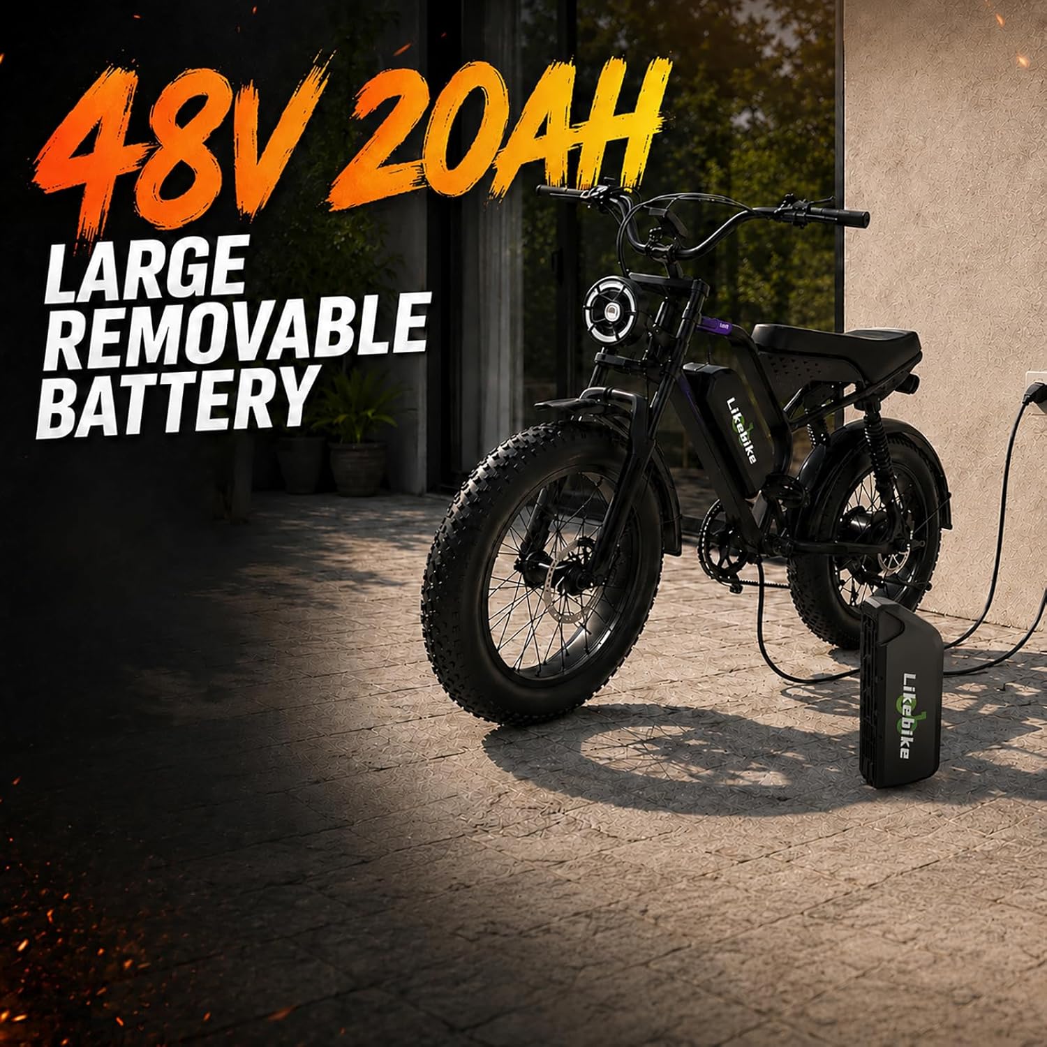 20" Fat Tire Electric Mountain Bike for Adults with 1500W/2000W/3000W Peak Motor, Full Suspension, Hydraulic Disc Brakes & 7-Speed Gear System