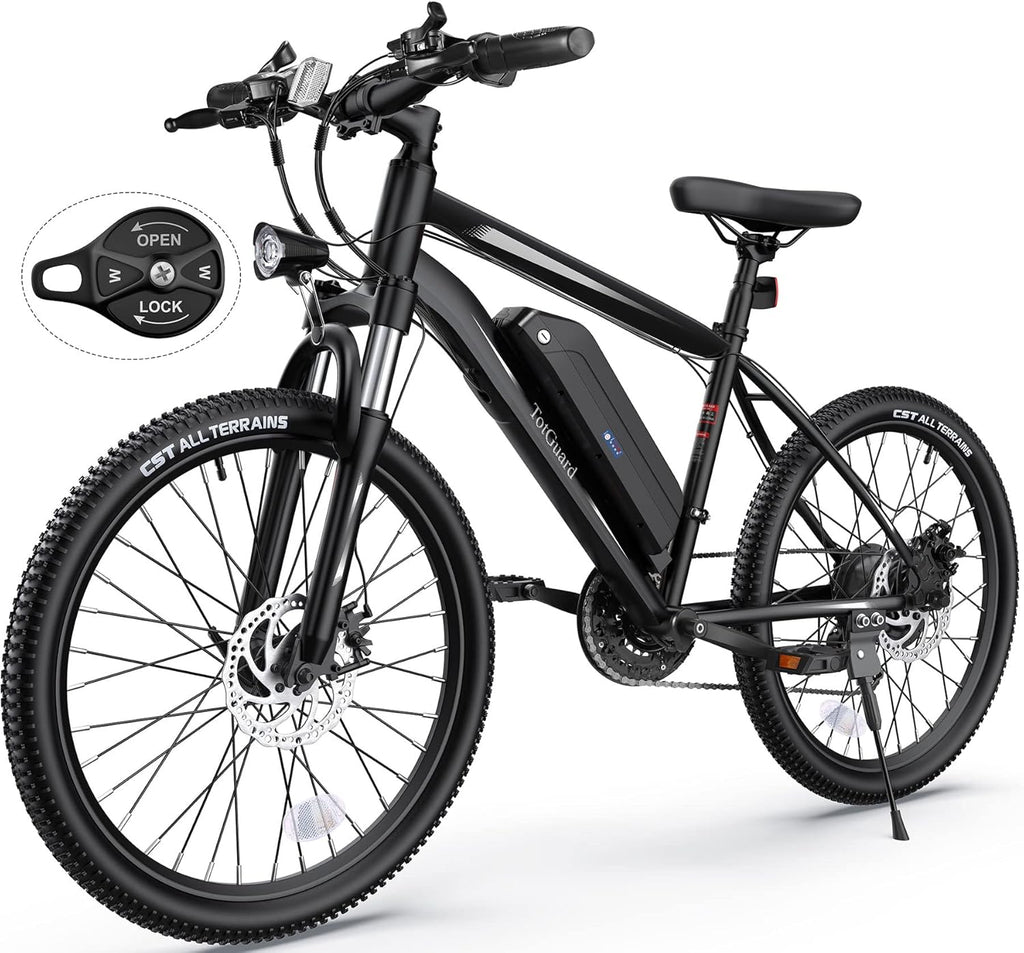 26" Electric Mountain Bike for Adults with Front Suspension – Up to 19.8 MPH, 50-Mile Range