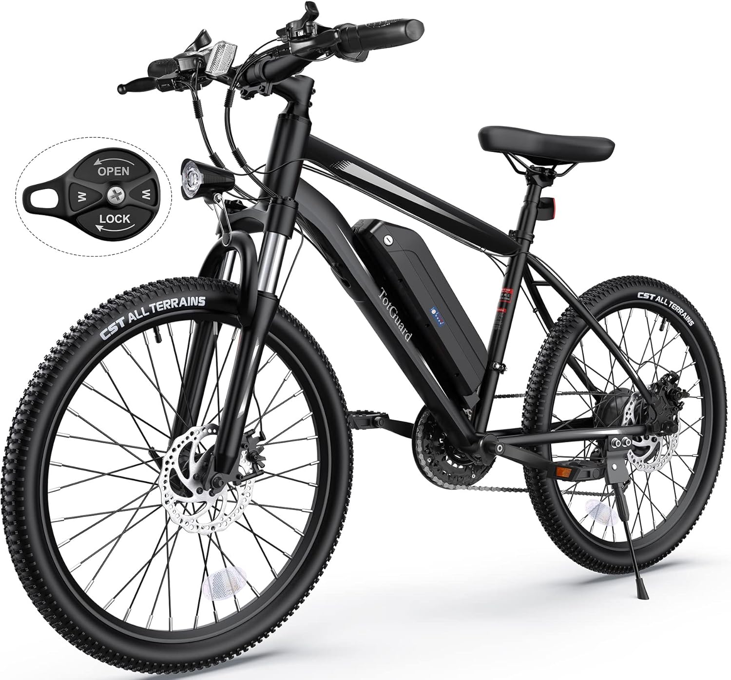 26" Electric Mountain Bike for Adults with Front Suspension – Up to 19.8 MPH, 50-Mile Range