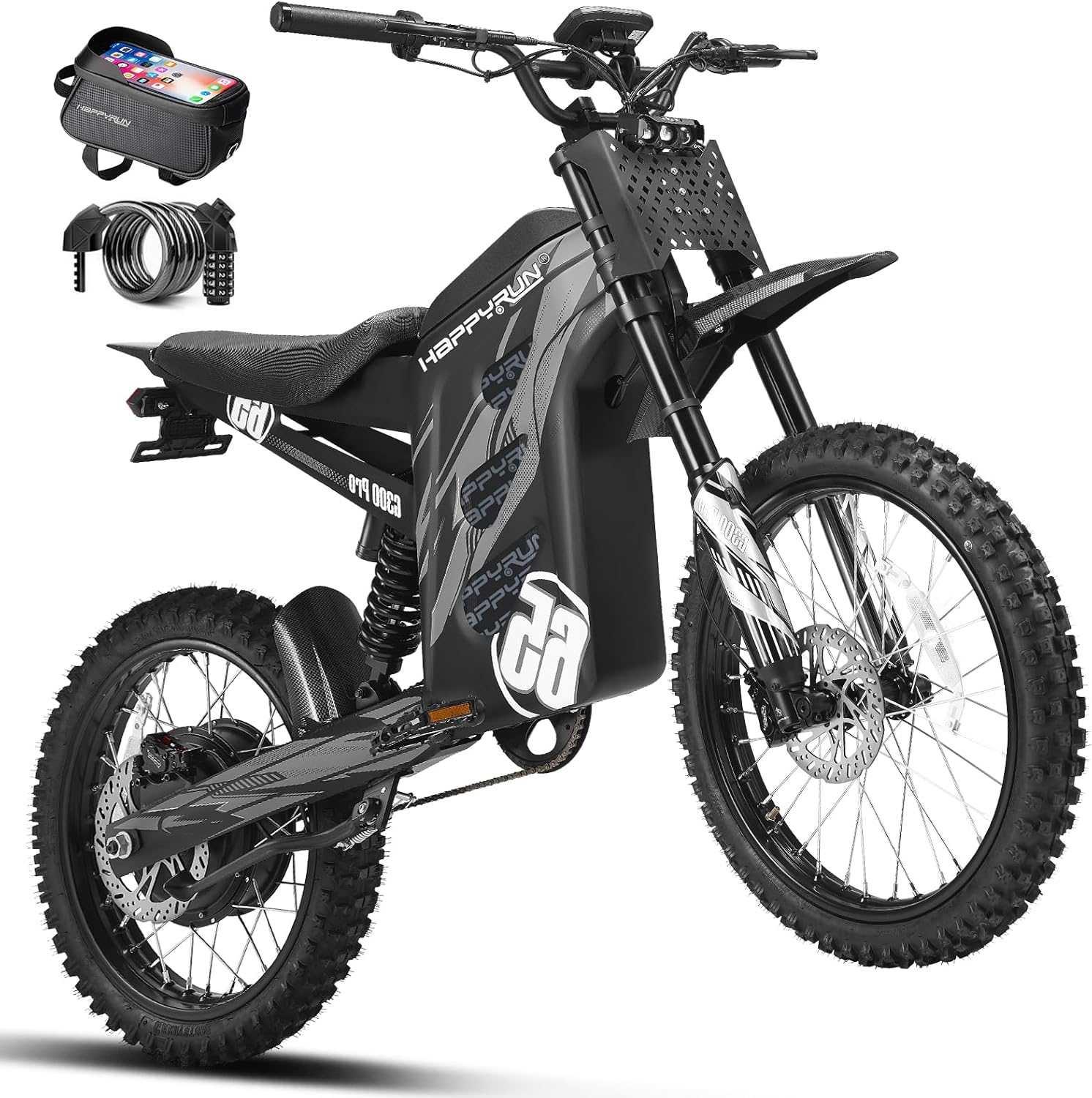 Electric Dirt Bike for Adults, 6500W Motor, Up to 50 MPH, 70-Mile Range, Hydraulic Brakes, Heavy-Duty Off-Road E-Bike