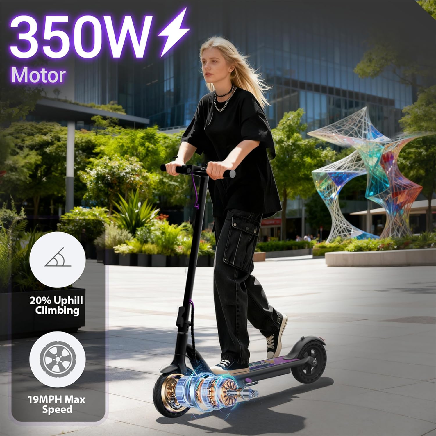 Electric Scooter for Adults, Folding E Scooter with 350W/500W Motor 16/24 Mph Top Speed