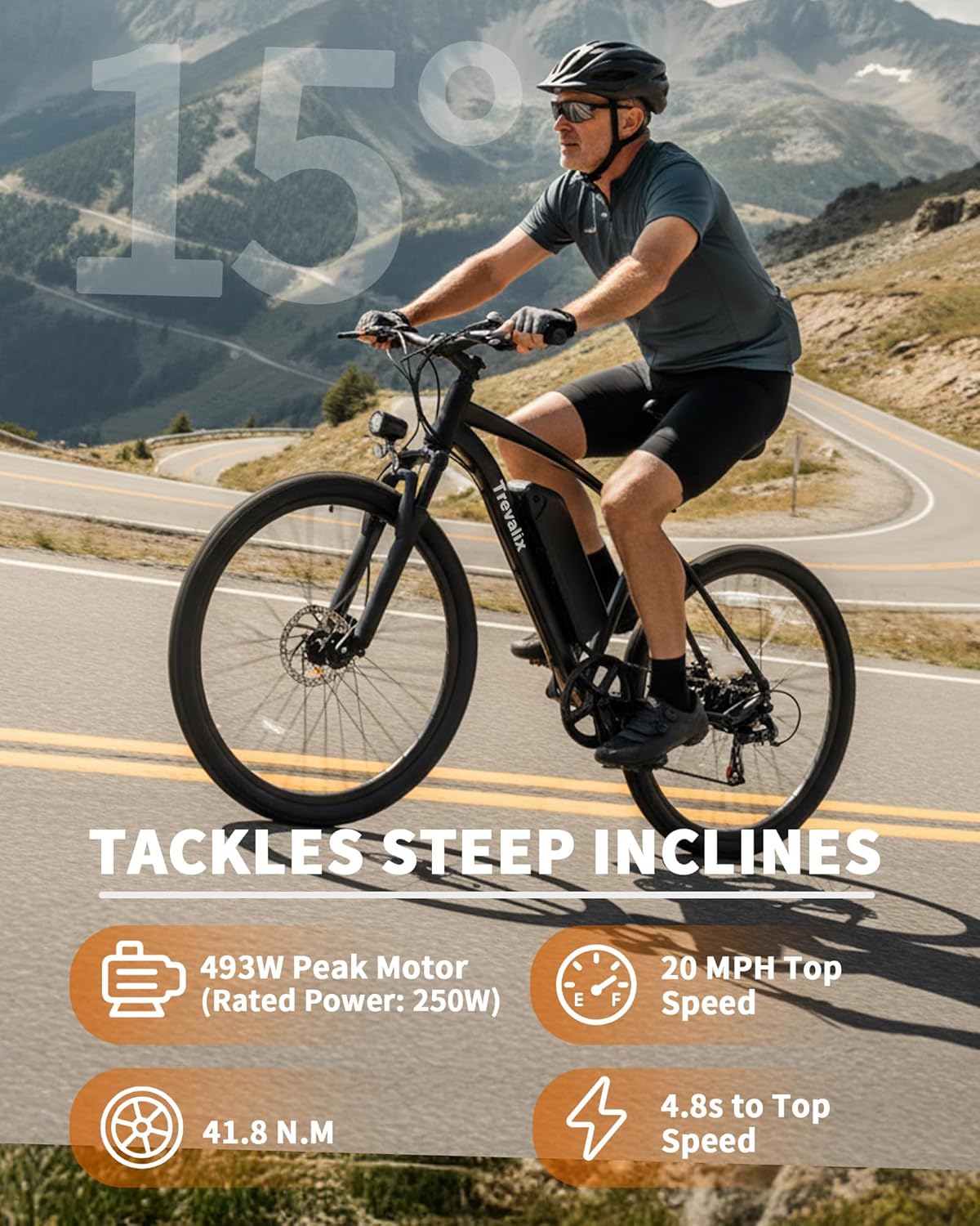 26" Electric Mountain Bike for Adults with 500W Peak Motor, Cadence & Torque Sensor, 6-Speed Gear System, 20 MPH & Up to 74 Miles Range