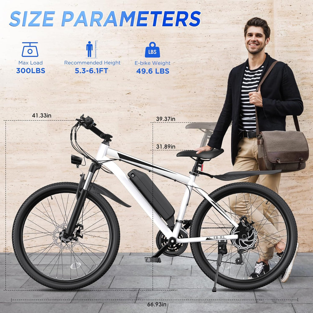 Electric Mountain Bike for Adults, 26-Inch E-Bike with Removable Power System, Multi-Speed Drivetrain, Front Suspension, LCD Display, UL Certified