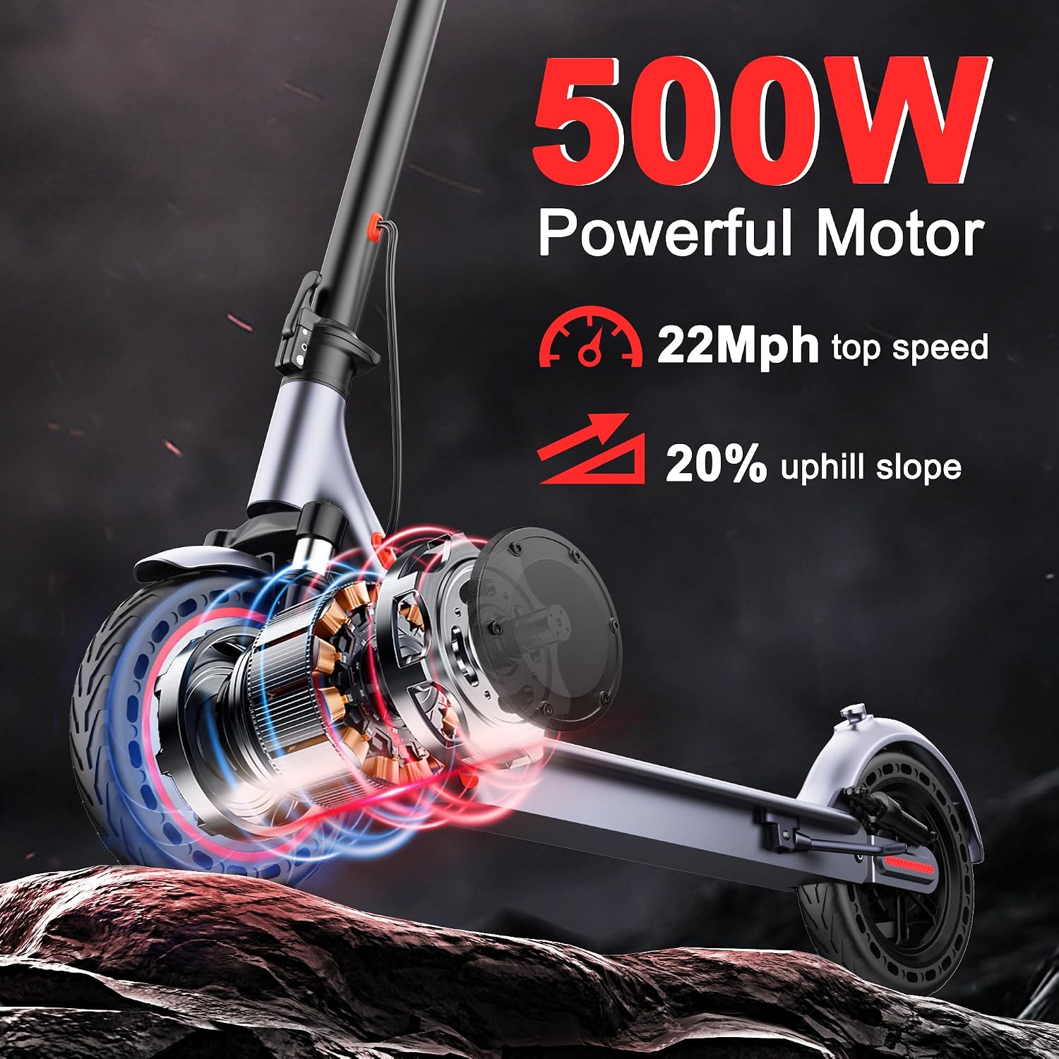 Folding Electric Scooter for Adults & Kids – Up to 22 MPH, Long Range, Dual Suspension & Dual Braking