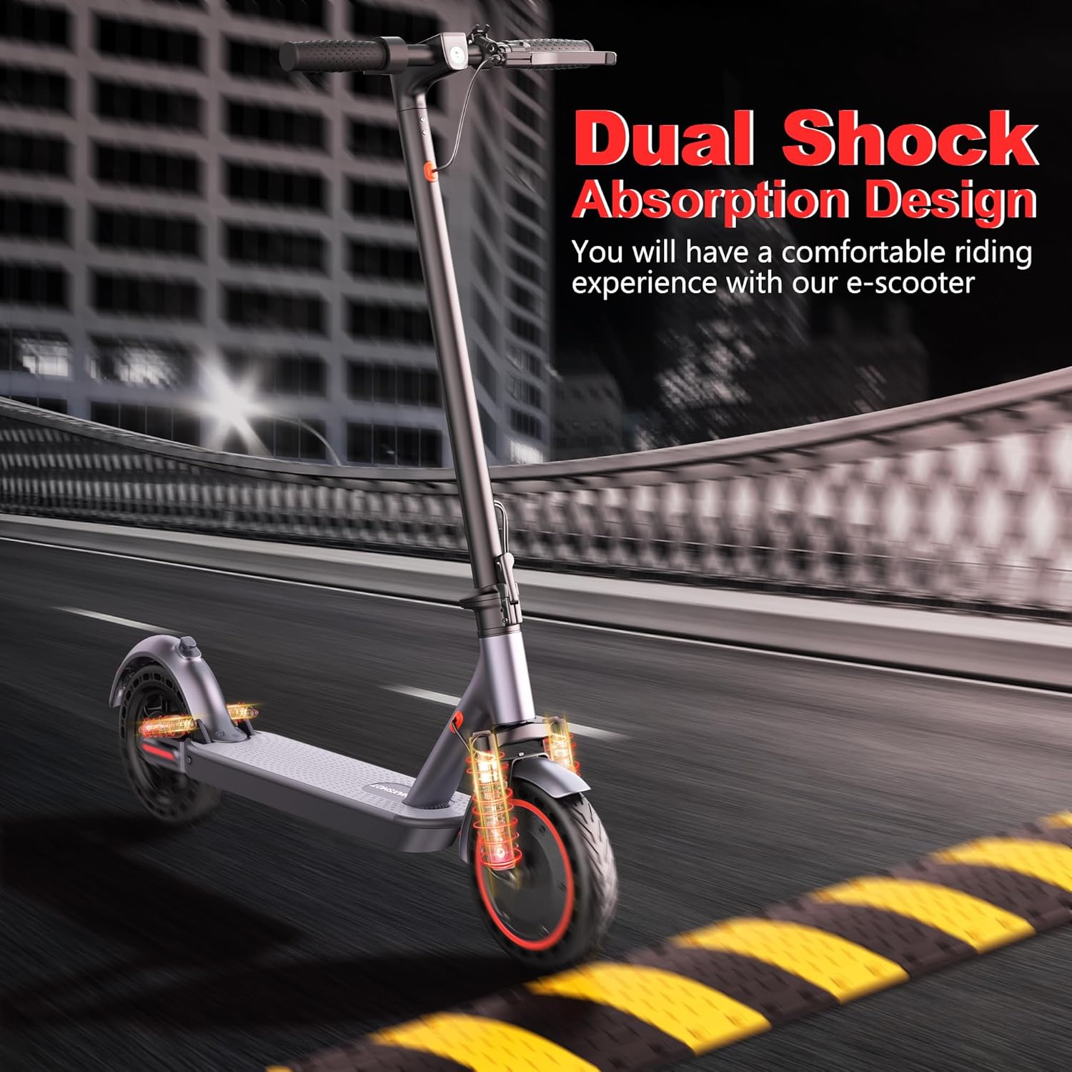 Folding Electric Scooter for Adults & Kids – Up to 22 MPH, Long Range, Dual Suspension & Dual Braking