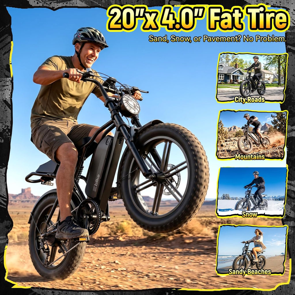 20" Fat Tire Electric Bike for Adults – Dual Suspension E-Bike with Smart Display & App Connectivity