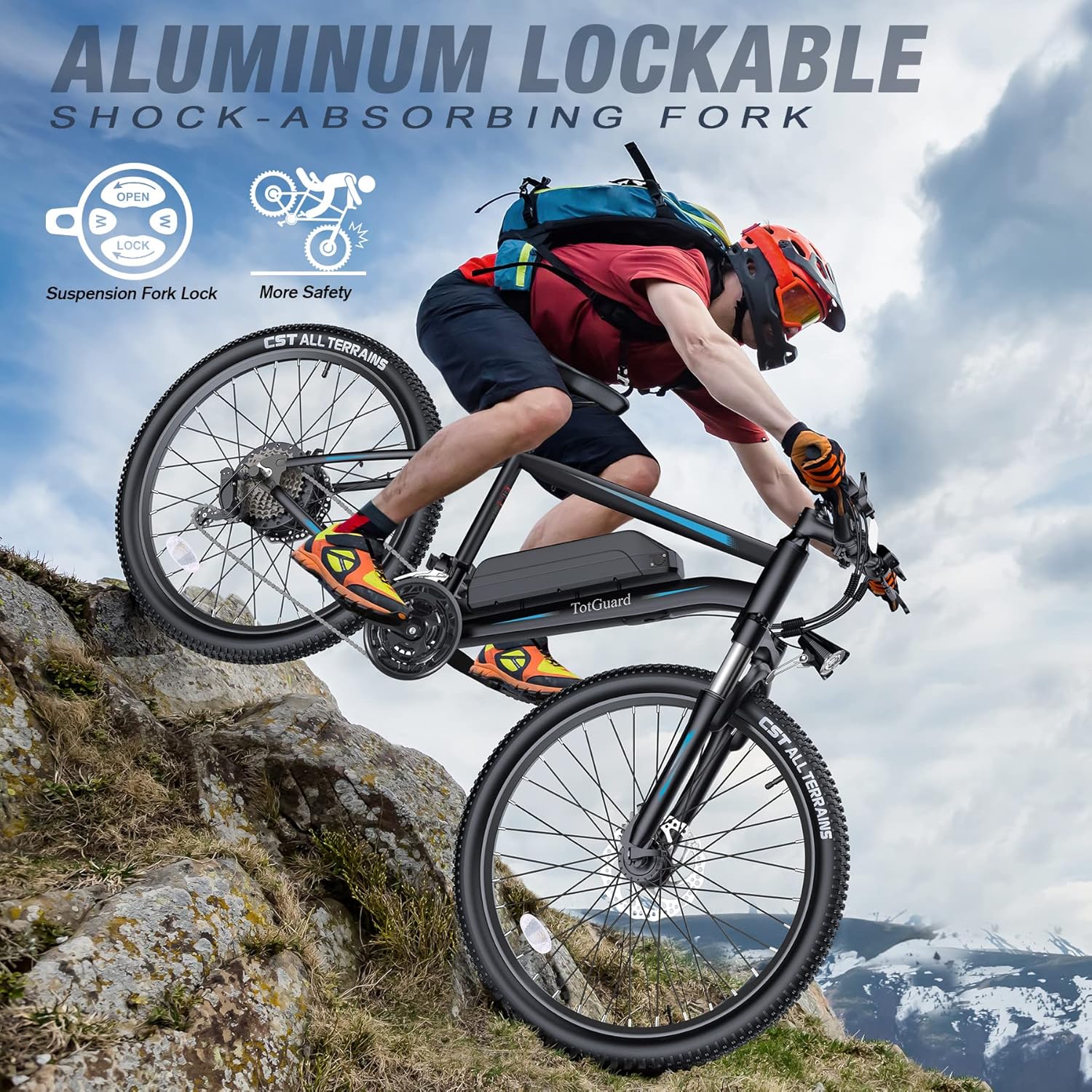 26" Electric Mountain Bike for Adults with Front Suspension – Up to 19.8 MPH, 50-Mile Range