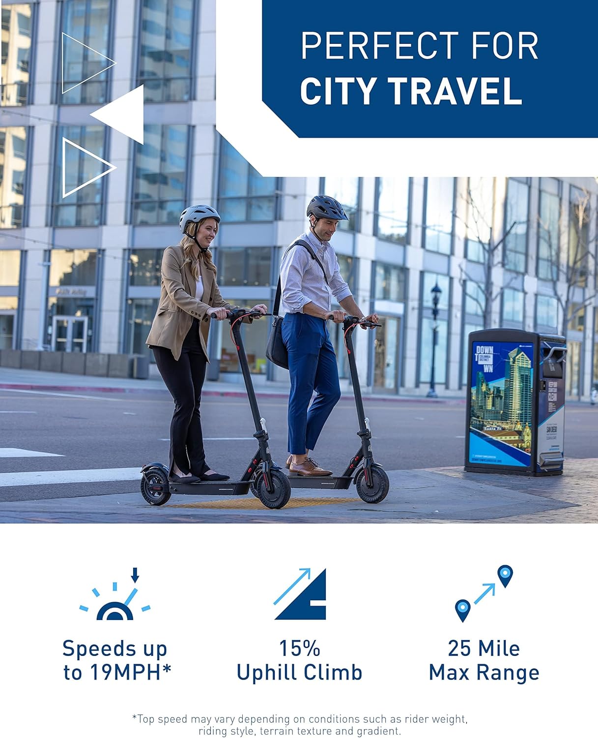 Electric Scooter, 500W Motor (750W Peak), 10" Honeycomb Tires, Up to 25 Miles Range