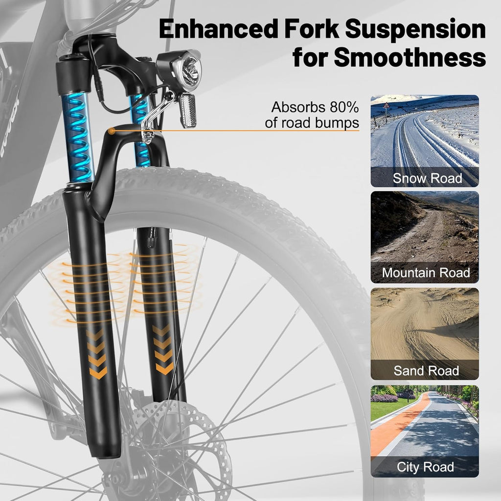 1200W Peak Electric Mountain Bike for Adults – 27.5" E-Bike, 21-Speed, 20+ MPH, Up to 55 Miles Range