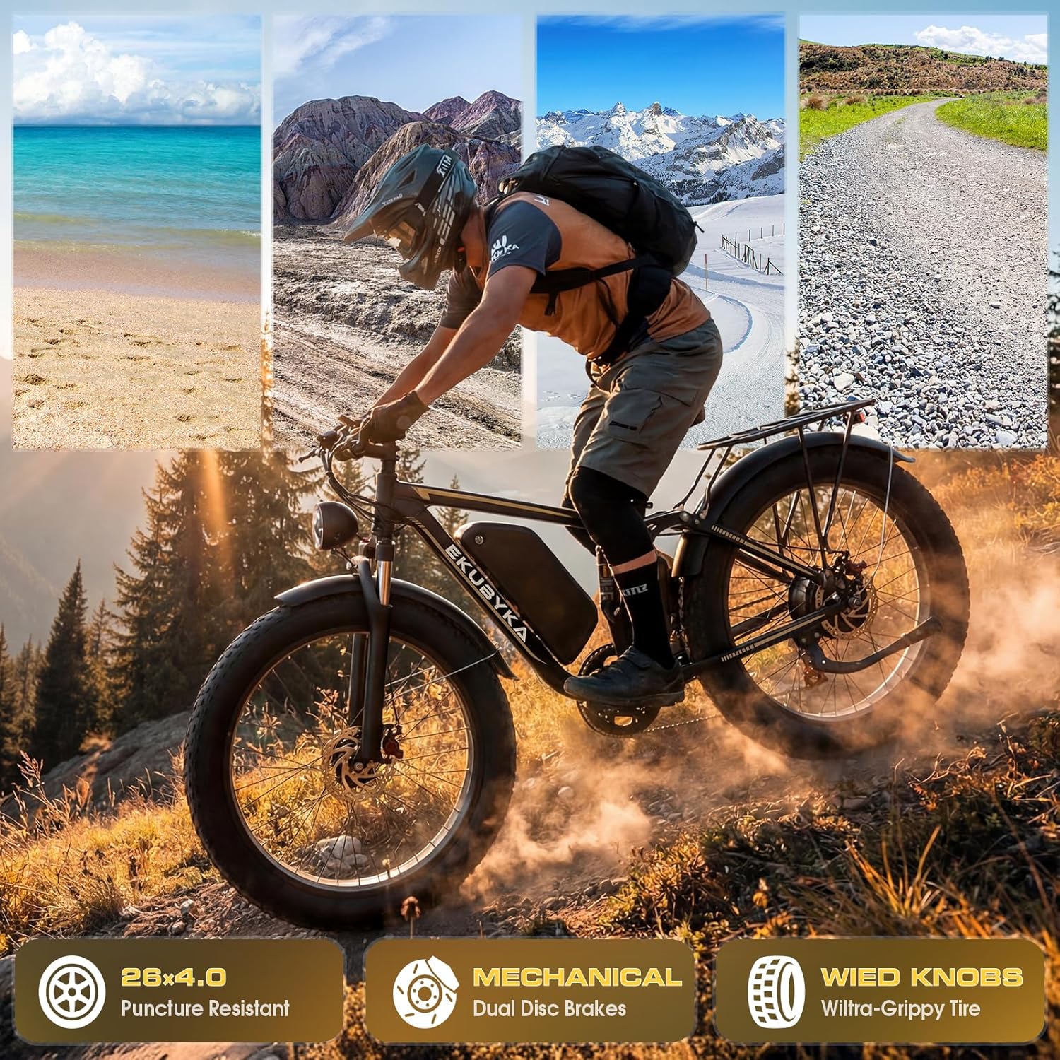 Dual Motor Electric Bike for Adults, Full Suspension Fat Tire All-Terrain E-Bike, Up to 100-Mile Range, 26-Inch Wheels, Heavy-Duty 400 lb Capacity