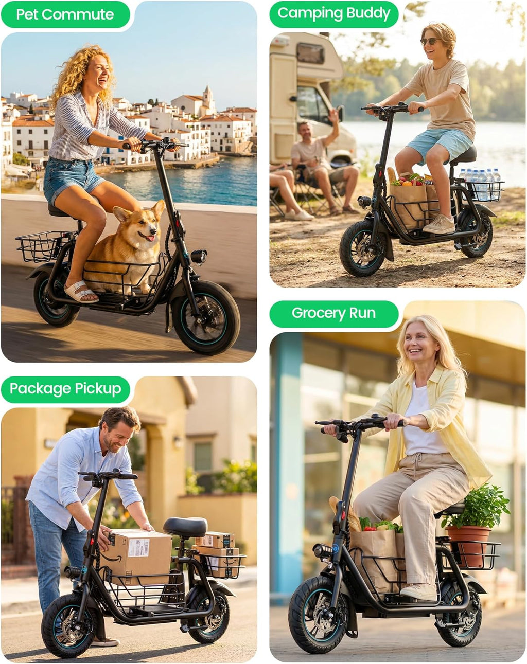 Electric Scooter with Seat for Adults, 550W Motor, Up to 19 MPH, 20 Miles Range, Foldable Commuter Scooter with Basket & 12" Pneumatic Tires