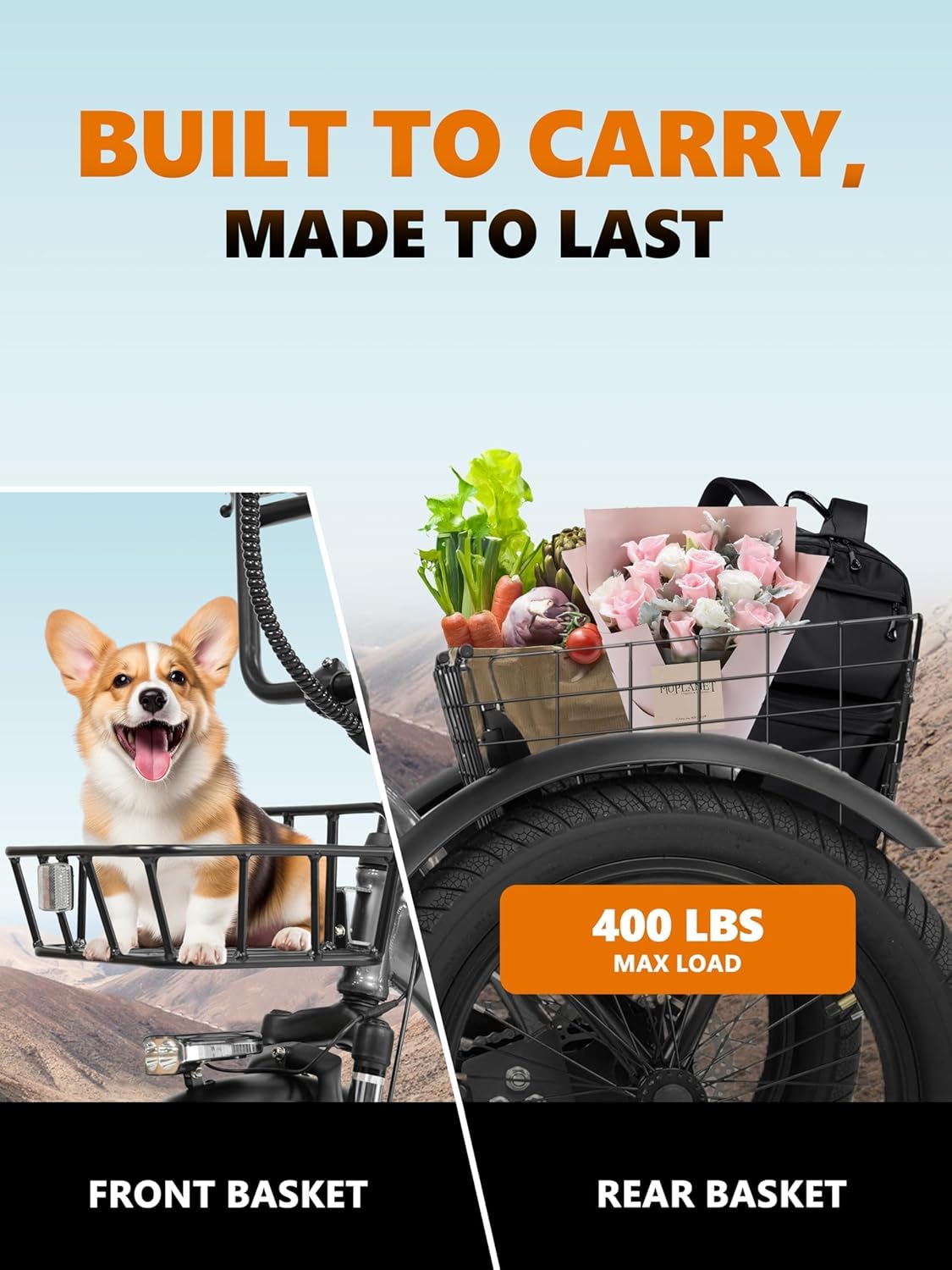 Foldable Electric Tricycle for Adults, 3-Wheel Fat Tire E-Bike with Step-Through Frame, Long-Range Electric Trike