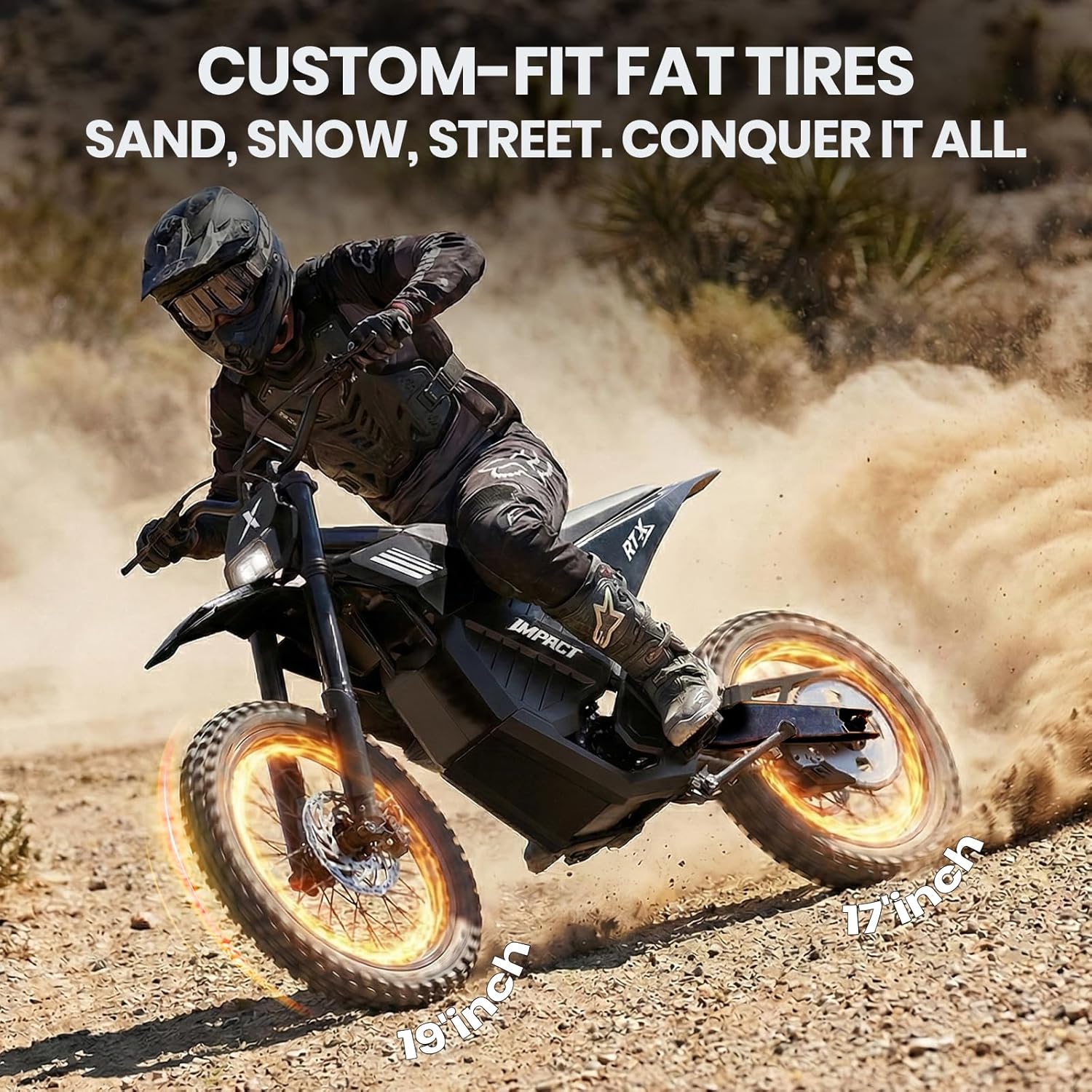 Electric Dirt Bike for Adults, 6500W Peak Mid-Drive Motor, 53+ MPH, Up to 70-Mile Range, Dual Shock Suspension, Hydraulic Brakes