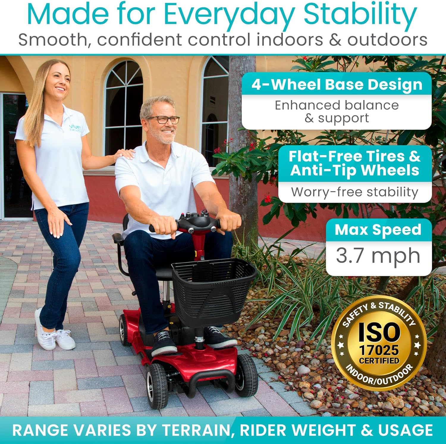 4-Wheel Mobility Scooter for Seniors & Adults – Compact Electric Mobility Chair with Long-Range Battery & Storage Basket