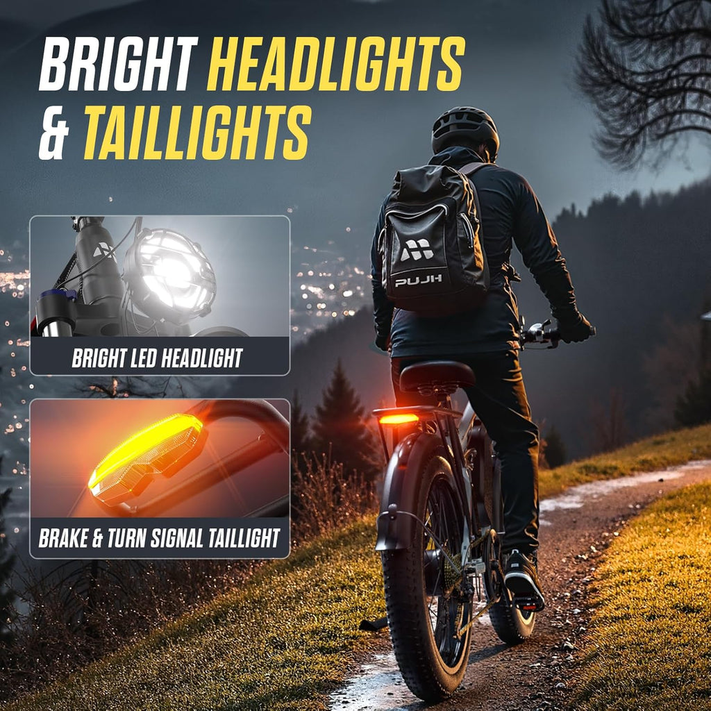 Dual Motor Electric Bike for Adults, 24-Inch Fat Tire All-Terrain E-Bike, Full Suspension Long-Range Electric Bicycle