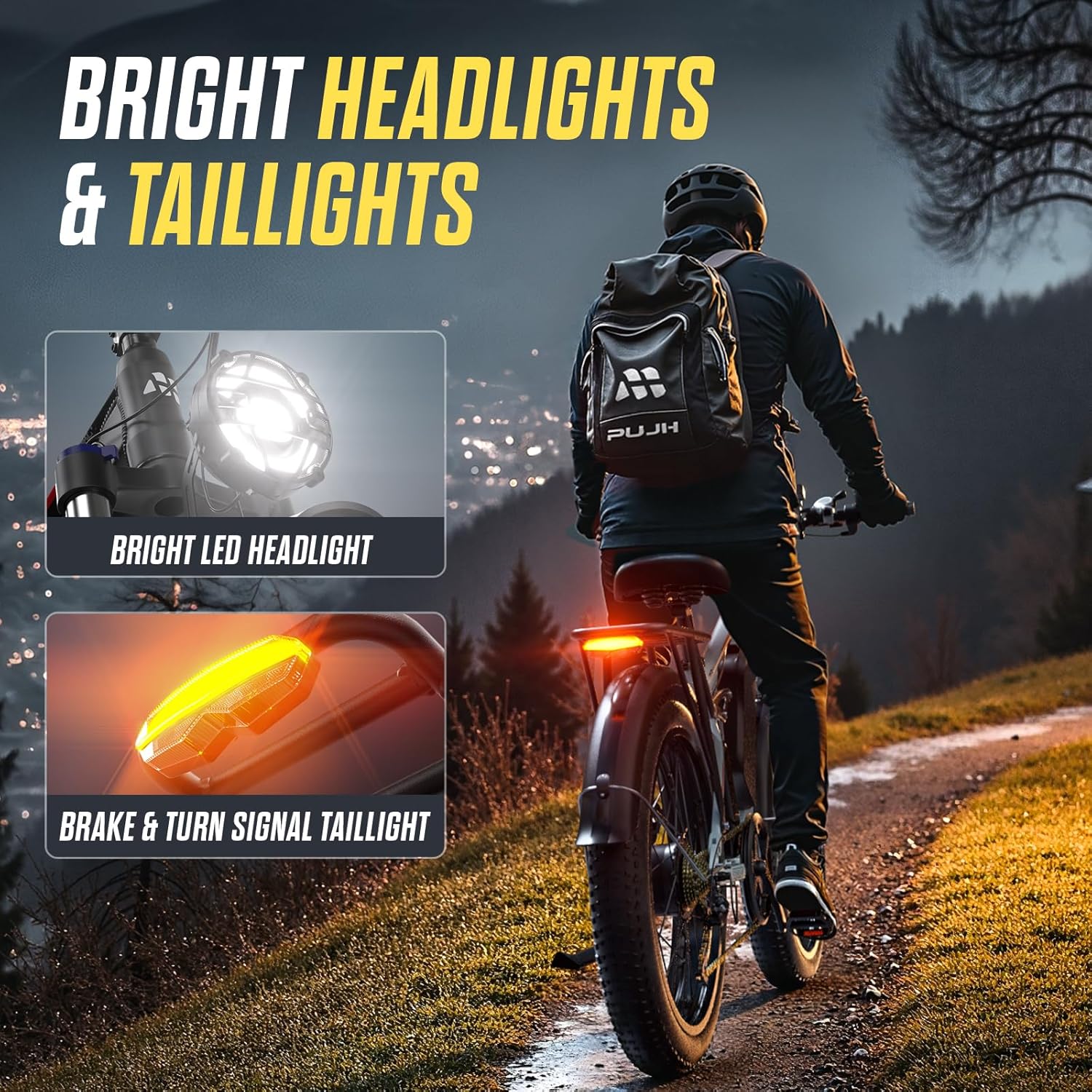 Dual Motor Electric Bike for Adults, 24-Inch Fat Tire All-Terrain E-Bike, Full Suspension Long-Range Electric Bicycle