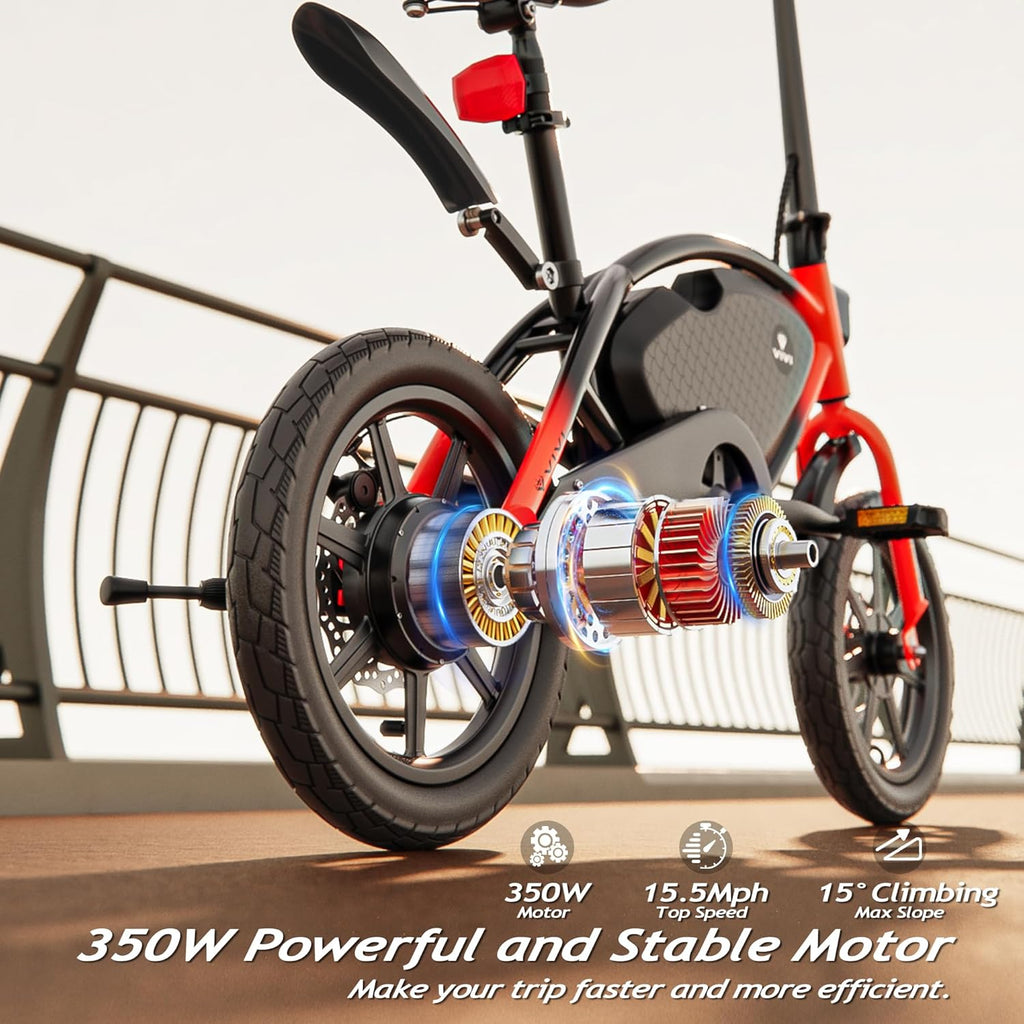 14" Folding Electric Bike for Adults & Teens – Compact City E-Bike with Cruise Control & Long-Range Assist