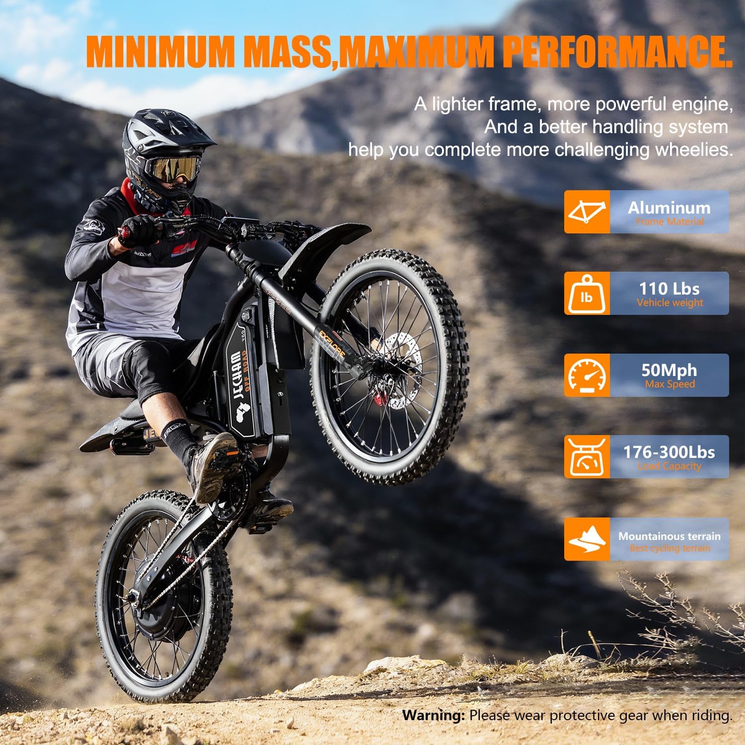 4700W Peak Electric Dirt Bike for Adults & Teens – 50 MPH Off-Road E-Bike, Up to 130 Miles Range, Dual Suspension