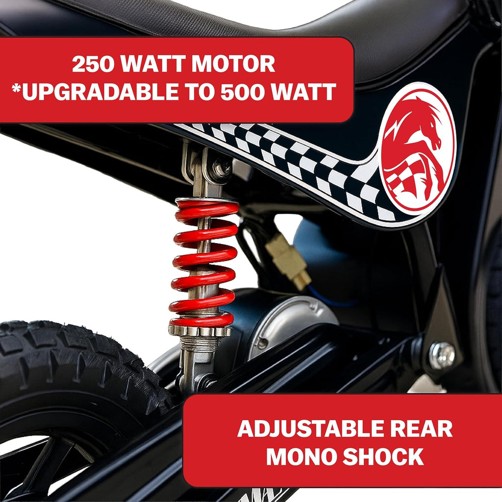 Kids Electric Dirt Bike – 250W Off-Road Mini Bike with 2-Speed Modes, Up to 14 MPH & 150 lb Rider Capacity