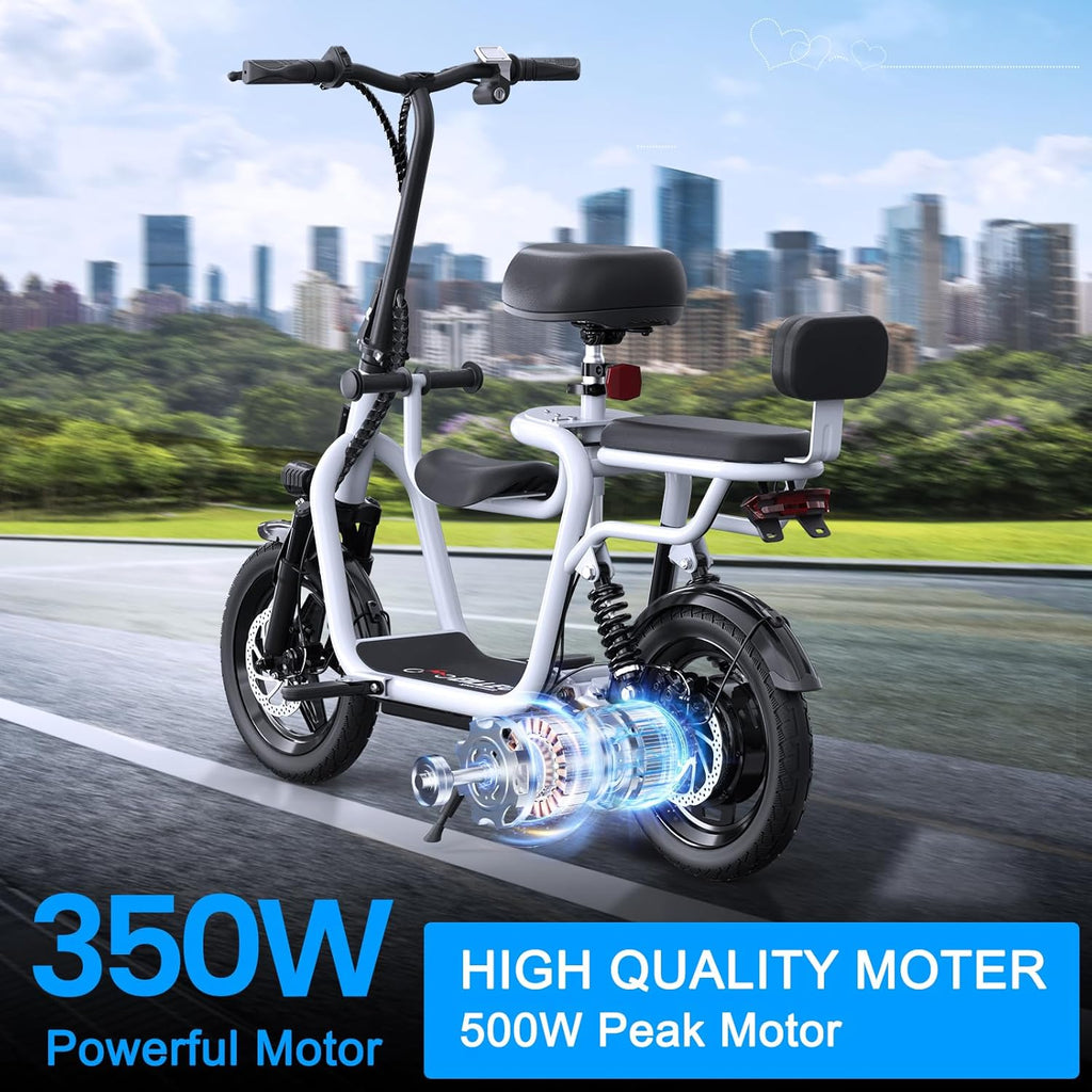 Electric Scooter with Seat for Adults – 500W/750W Motor, Up to 20 Miles Range, Dual Brakes, Comfortable Seated E-Scooter