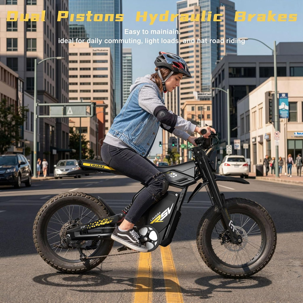 20" Fat Tire Electric Dirt Bike for Adults with 2000W/3000W Motor, Full Suspension, Pedals & Off-Road Design