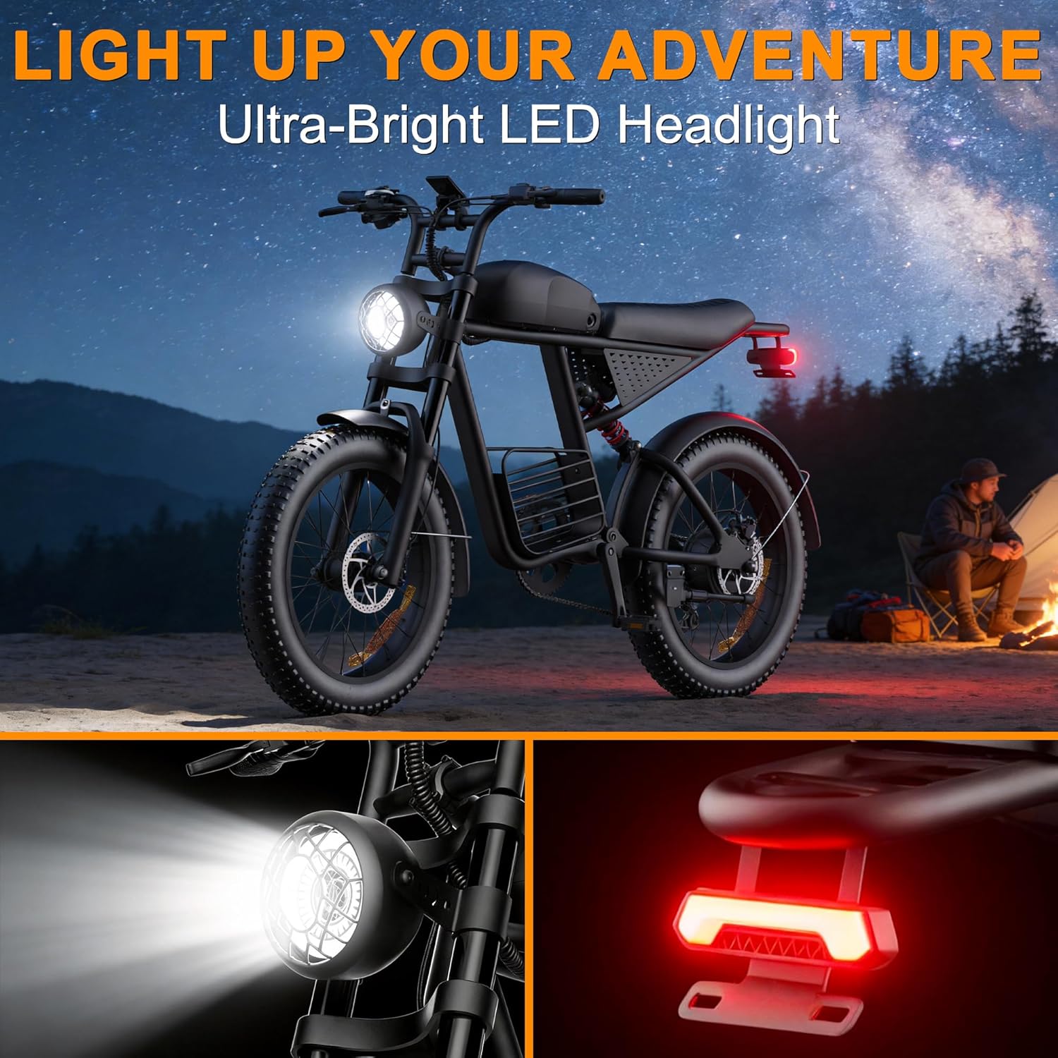 Electric Bike for Adults, 20-Inch Fat Tire E-Bike, Long-Range Commuter & Off-Road Electric Bicycle, UL Certified, USA Stock