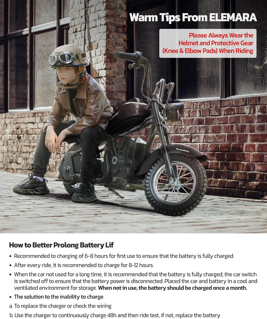 Electric Dirt Bike for Kids – 15 MPH Ride-On Motorcycle with LED Lights, Air-Filled Tires & Hand Brake