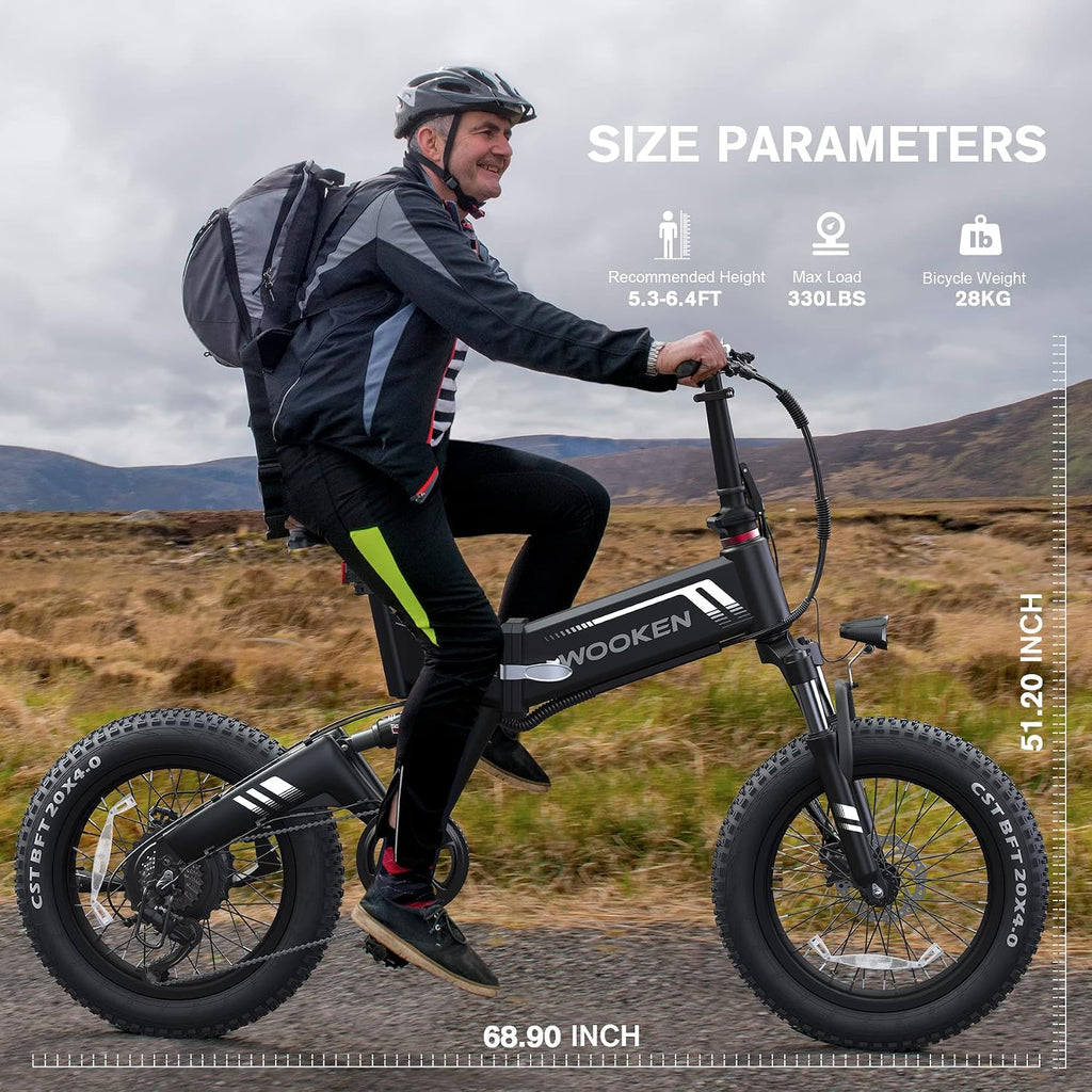 20" Fat Tire Folding Electric Bike for Adults with 1000W Peak Motor, 7-Speed Gear System, Shock Absorber & Up to 20 MPH