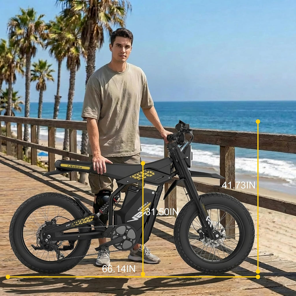 20" Fat Tire Electric Dirt Bike for Adults – 2000W/3000W Motor, Full Suspension, 7-Speed Gears