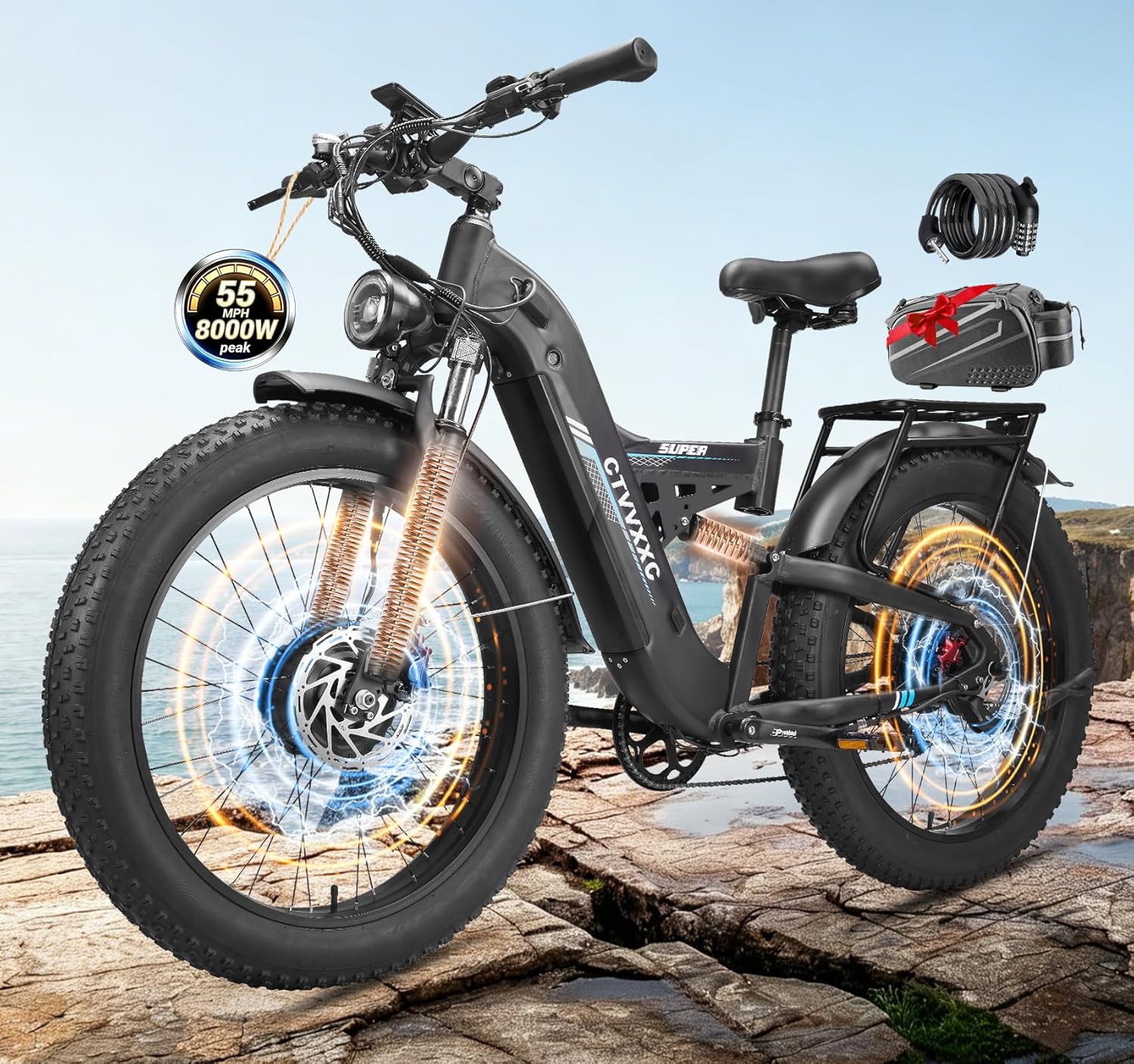 Dual Motor Fat Tire Electric Bike for Adults – Full Suspension All-Terrain E-Bike with Long-Range Performance