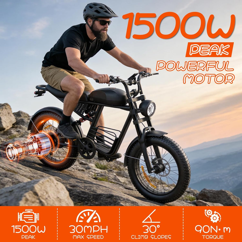 20" Fat Tire Electric Bike for Adults – Dual Motor All-Terrain E-Bike with Hydraulic Disc Brakes & 7-Speed Gears