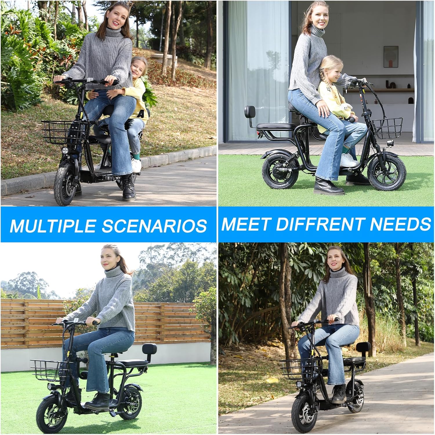 Electric Scooter with Seat for Adults – 500W/750W Motor, Up to 20 Miles Range, Dual Brakes, Comfortable Seated E-Scooter
