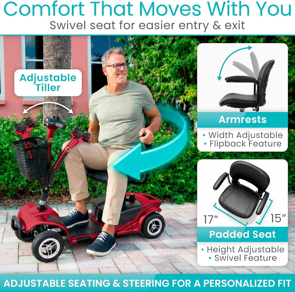 4-Wheel Mobility Scooter for Seniors & Adults – Compact Electric Mobility Chair with Long-Range Battery & Storage Basket