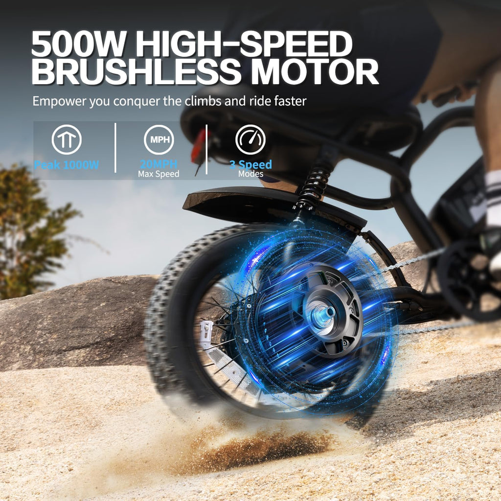 16-Inch Fat Tire Electric Bike for Adults, Compact All-Terrain E-Bike, Removable Power System, Urban & Outdoor Commuter Bicycle