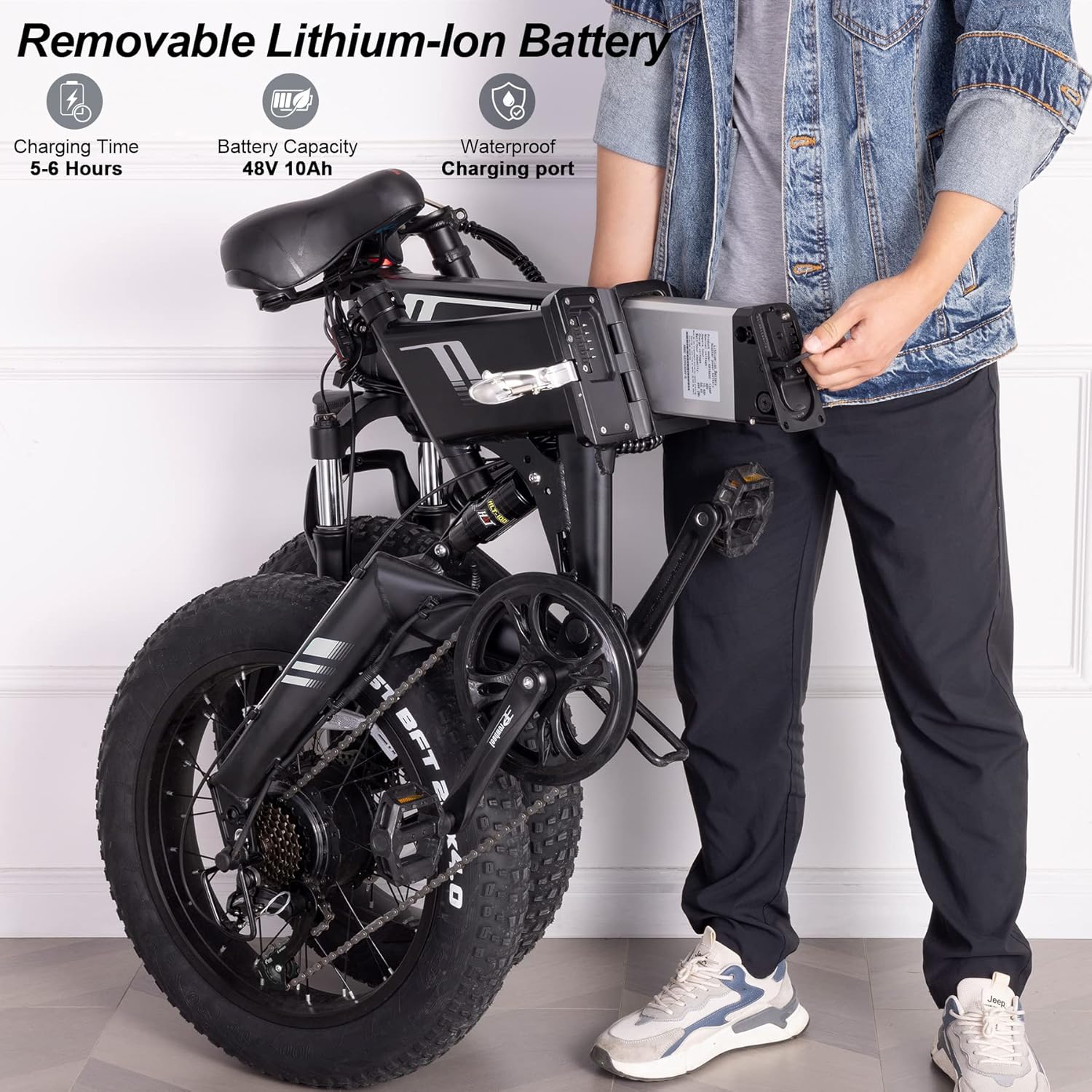 20" Fat Tire Folding Electric Bike for Adults with 1000W Peak Motor, 7-Speed Gear System, Shock Absorber & Up to 20 MPH