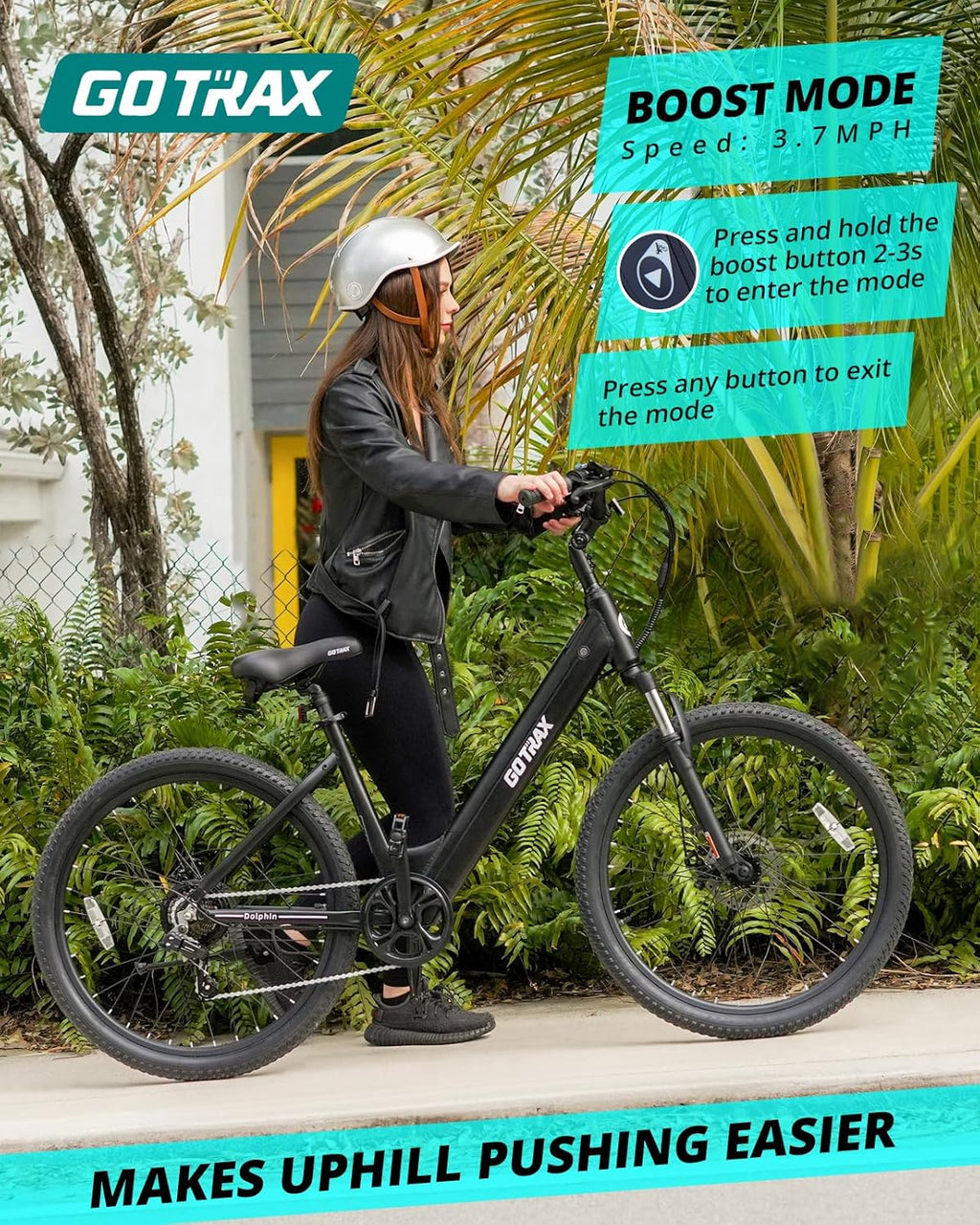 26" Step-Through Electric Bike for Adults, 500W Peak Motor, Up to 30-Mile Range, 7-Speed City E-Bike with Front Suspension