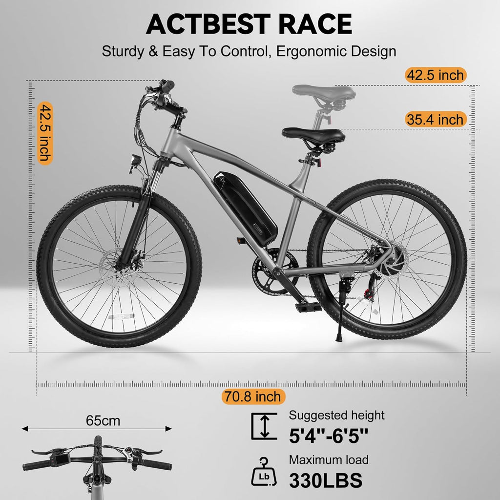 1200W Peak Electric Mountain Bike for Adults – 27.5" E-Bike, 21-Speed, 20+ MPH, Up to 55 Miles Range