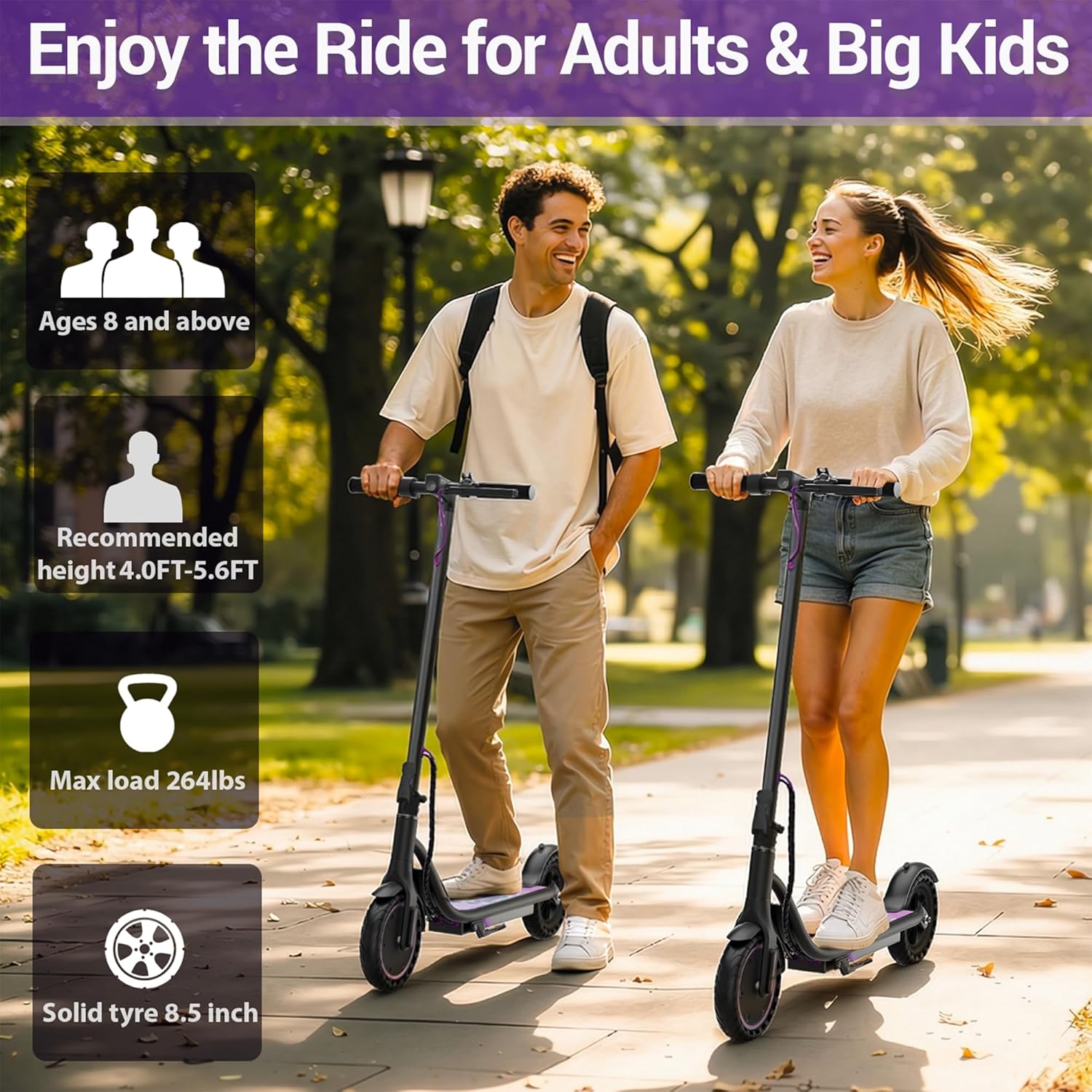 Electric Scooter for Adults, Folding E Scooter with 350W/500W Motor 16/24 Mph Top Speed
