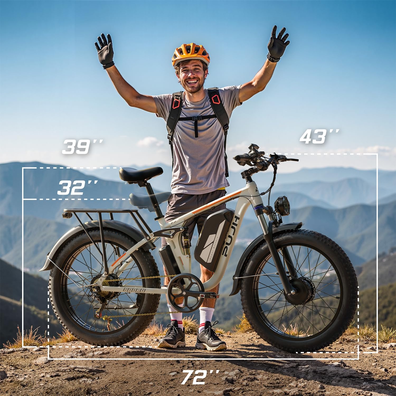 Dual Motor Electric Bike for Adults, 24-Inch Fat Tire All-Terrain E-Bike, Full Suspension Long-Range Electric Bicycle