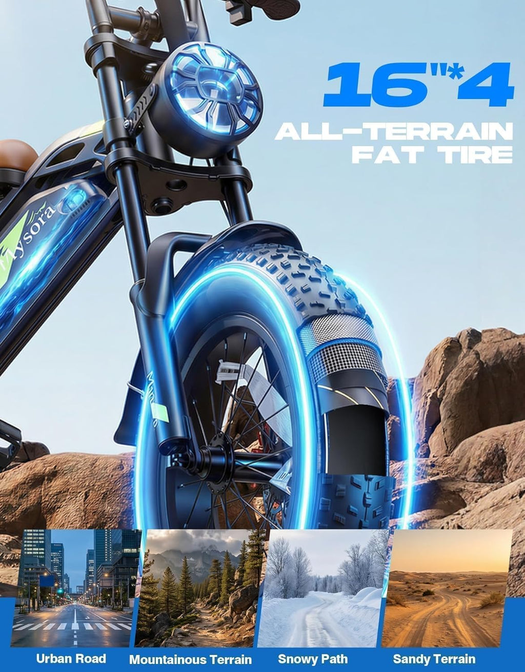 16" Fat Tire Electric Bike for Adults – Full Suspension E-Bike with Dual Disc Brakes & All-Terrain Performance