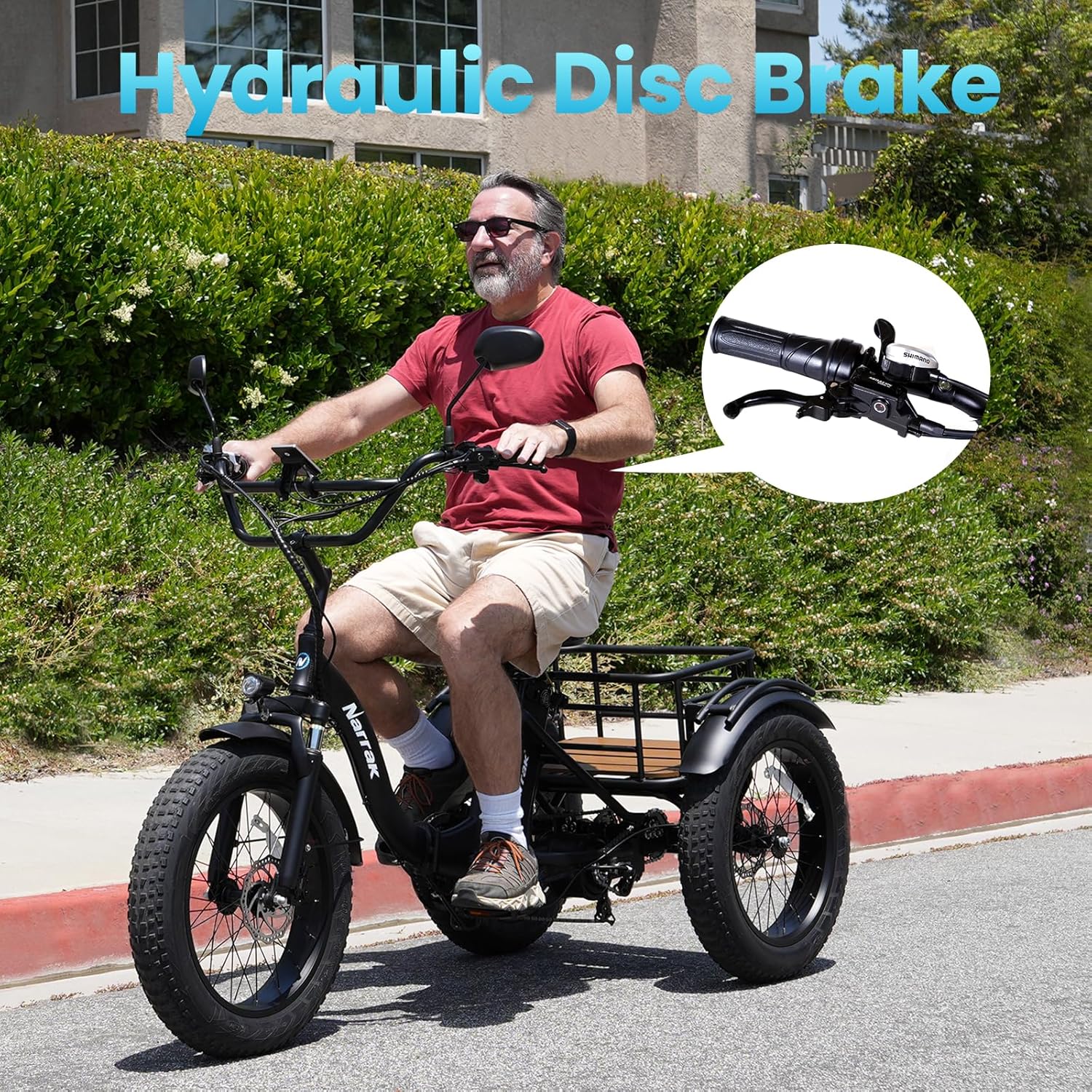 1350W Peak Folding Electric Tricycle for Adults – Fat Tire 3-Wheel E-Trike with Large Rear Basket & Removable Battery