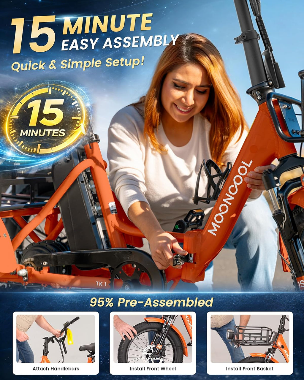 Folding Electric Tricycle for Adults with 500W/750W Motor, 20" x 3.0" Fat Tires, Aluminum Frame & 3-Wheel Design