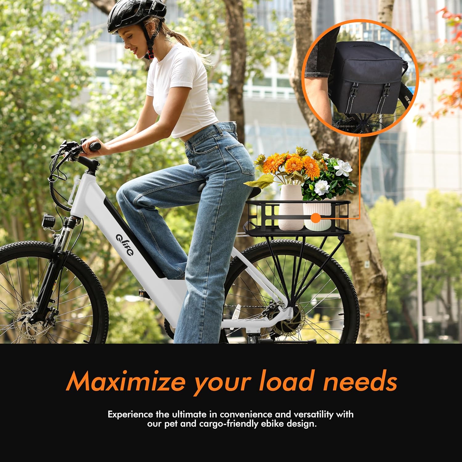 Step-Through Electric Bike for Adults & Teens, 1000W Peak Motor, Up to 55-Mile Range, 7-Speed Commuter E-Bike